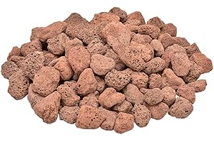 Skyflame10LB Natural Lava Rocks for Fire Pits, Fire Tables,Fireplaces, Garden Landscaping Decoration, Indoor and Outdoor Use, 3/4~1 Inch, Red