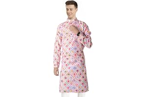 Chandrakala Slim Fit Printed Kurta for Men Cotton Long Sleeve Straight Tunic (MK114-P)