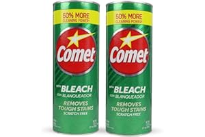 Comet Cleaner 2-Pack (21 oz Each) - 50% More Cleaning Power, Surface Cleaner for Bathroom & Kitchen - Tough Stain Removal, Deodorizes & Freshens - Bundled w/Vortix Ship Bag