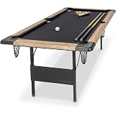 GoSports 6 ft Foldable Pool Tables - Portable Billiards Tables with Accessories - Black with Gray Felt or Oak with Black Felt