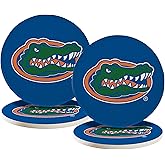 Desert Cactus University of Florida Circle Ceramic Coasters 4 Pack UF Gators Absorbent Drink Coasters with Cork Backing (Design A)