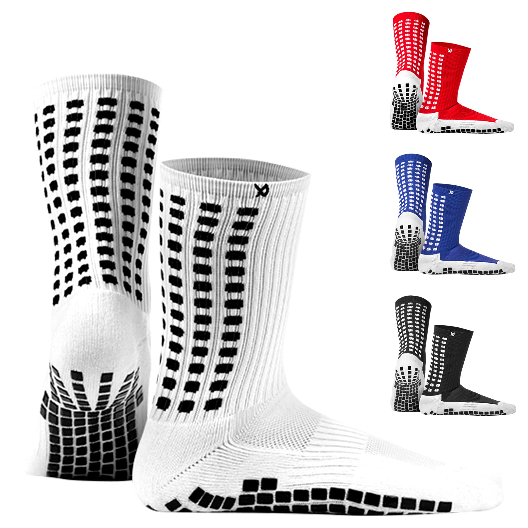 LUX SPORTS Football Grip Socks - One Size, White - Non-Slip Traction & Grip Socks Football - Moisture-Wicking Comfort & Sports Traction - Reinforced Padding & Grippy Anti-Blister Liner