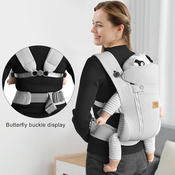 NEW UPGRADE ERGONOMIC BABY CARRIER NEWBORN TODDLER WRAP CARRIER,HANDS FREE BABY SITTING SLING,BREATHABLE,PERFECT FOR INFANTS/CHEST SLING FOR BABIES SHOWER GIFT (LIGHT GREY, UPGRADE-WITH BELT)