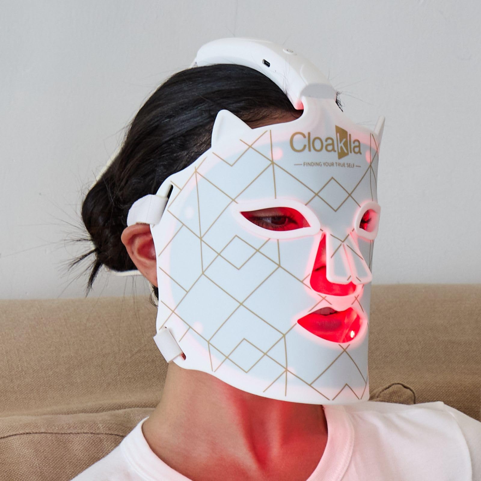 Photo 1 of Cloakla LED Wireless Red Light Therapy Face Mask | 3-Color Rejuvenating Facial Skin Care Set | Portable Anti-Aging Mask for Home & Travel Use (White)
