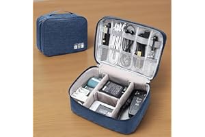 Electronics Organizer, Waterproof Portable Digital Storage Bag, Travel Cable Organizer Case-Navy Blue