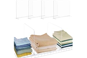 ANIRUDH Acrylic Shelf Dividers for Closet-Organization - Purse Organization for Closet Shelf,for Direct Wall Mount Closet Shelf,Suitable for Bedroom,Office,Pantry,Garage Easy Clip,No Tool(4Pack)