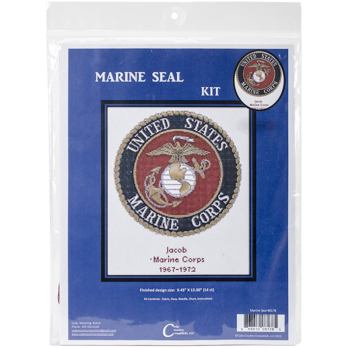 Cody Country U.S. Marine Corps Emblem Cross Stitch Kit-12-inch x 9.5-inch 14 Count
