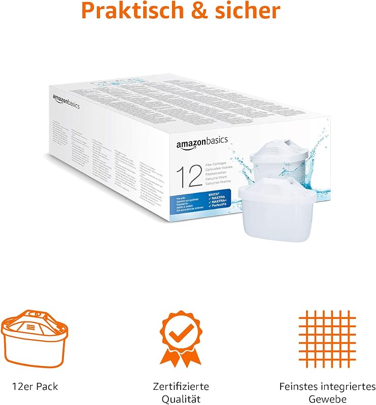 Wasserfilterkartuschen, 12 Stück, passend für alle BRITA Systeme inkl. PerfectFit Systeme