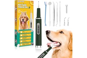 Opdent Dog Plaque Remover for Teeth - Pet Ultrasonic Tooth Cleaner, 6 Adjustable Modes Dog Teeth Cldaning Kit with LED Light, Cats and Dogs Tartar Remover for Teeth (Green, Large)