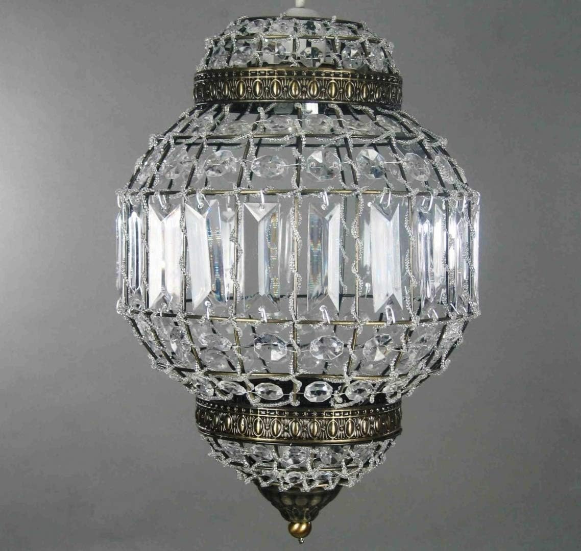 Classic Morrocan Lantern Style Antique Brass Clear Acrylic Ceiling