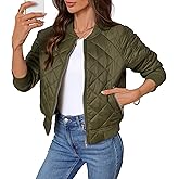 FIOPHY Women's Quilted Jackets Lightweight Zip up Bomber Jacket Long Sleeve Y2K Casual Jacket Coat with Pocket