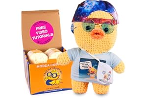 MODDA Crochet Kit for Beginners - Beginner Crochet Starter Kit with Step-by-Step Video Tutorials, Learn to Crochet Kits for Adults and Kids, Amigurumi Crocheting Animals Kits, Crochet Duck (Duckling)