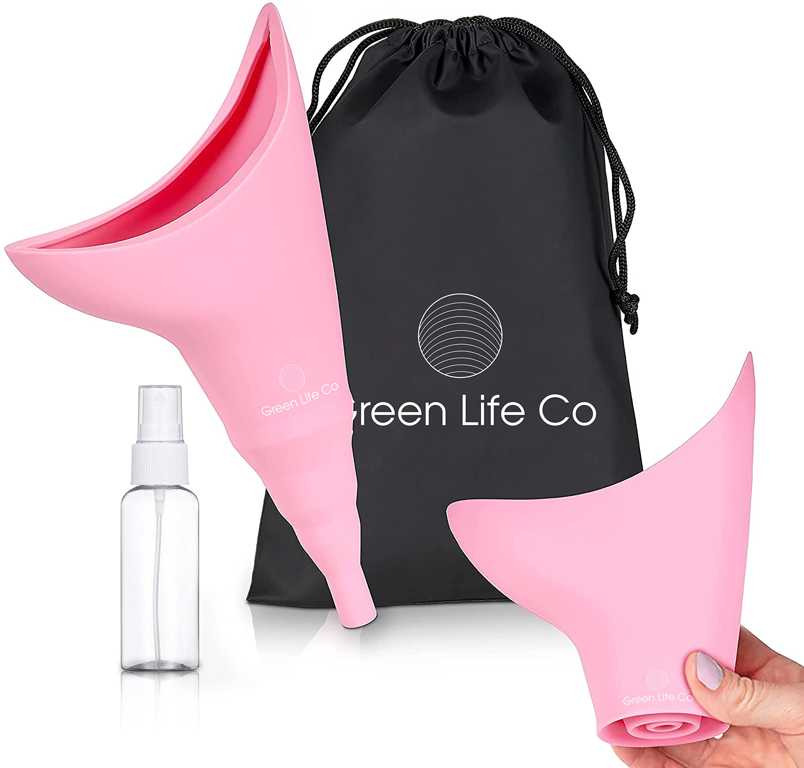 Female Urinal Portable No Overflow No Leak Reusable Pee Funnel – Sturdy & Bigger For More Comfort - Female Urination Device For Women Stand To Pee & Carabiner For Camping, Hiking & Travel (pink)