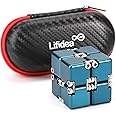 Lifidea Aluminum Alloy Metal Infinity Cube Fidget Cube (6 Colors) Handheld Fidget Toy Desk Toy with Cool Case Infinity Magic Cube Relieve Stress Anxiety ADHD OCD for Kids and Adults (Blue)