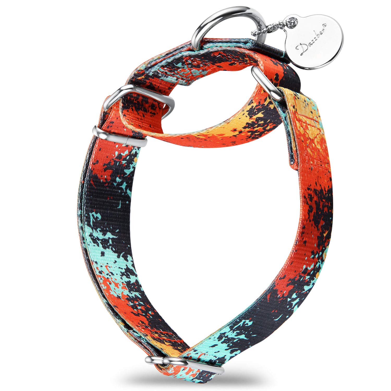 Dazzber Martingale Dog Collars Colourful Oil Painting Pattern Series - No Pull Pet Collar Silky Soft for Medium and Large Dogs (Medium, 2.5cm Wide, Jungle Sunset) — image 1