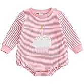 GOOCHEER Fall Baby Girl Boy First Birthday Outfit 1 Cake Long Sleeve Romper Sweatshirt One Year Old Bubble Clothes