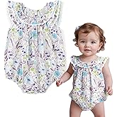 Simplee kids Baby Girls Summer Romper Onesie Infant Newborn Floral Ruffled Sleeveless Bodysuit