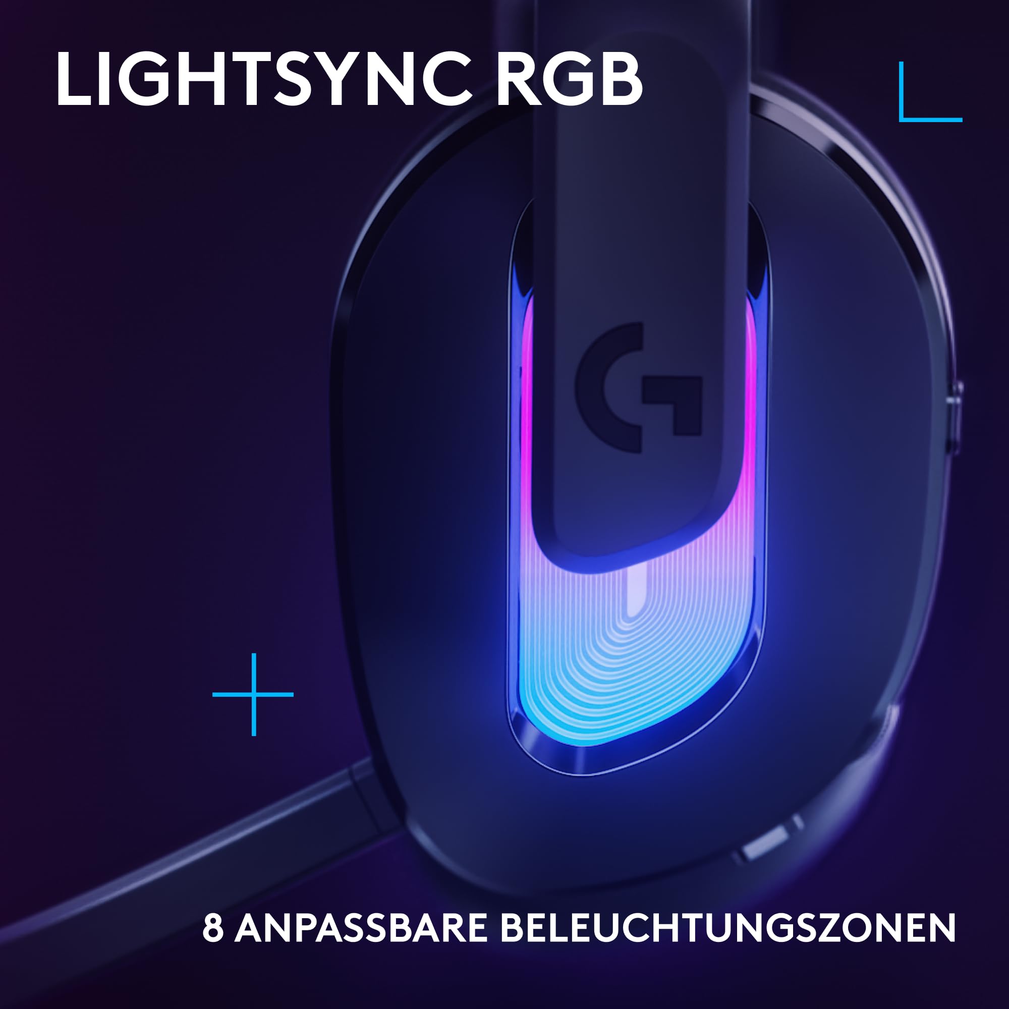 Logitech G G522 LIGHTSPEED, Kabelloses Gaming-Headset, Full-Band-Mikrofon, erweitertes Audio, Tri-Connect (LIGHTSPEED, Bluetooth, USB A auf C), LIGHTSYNC RGB, für PC,Nintendo Switch/Switch 2 – Schwarz 2