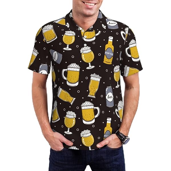 Mosytuky Banana Print Golf Shirts for Men Dry Fit Performance