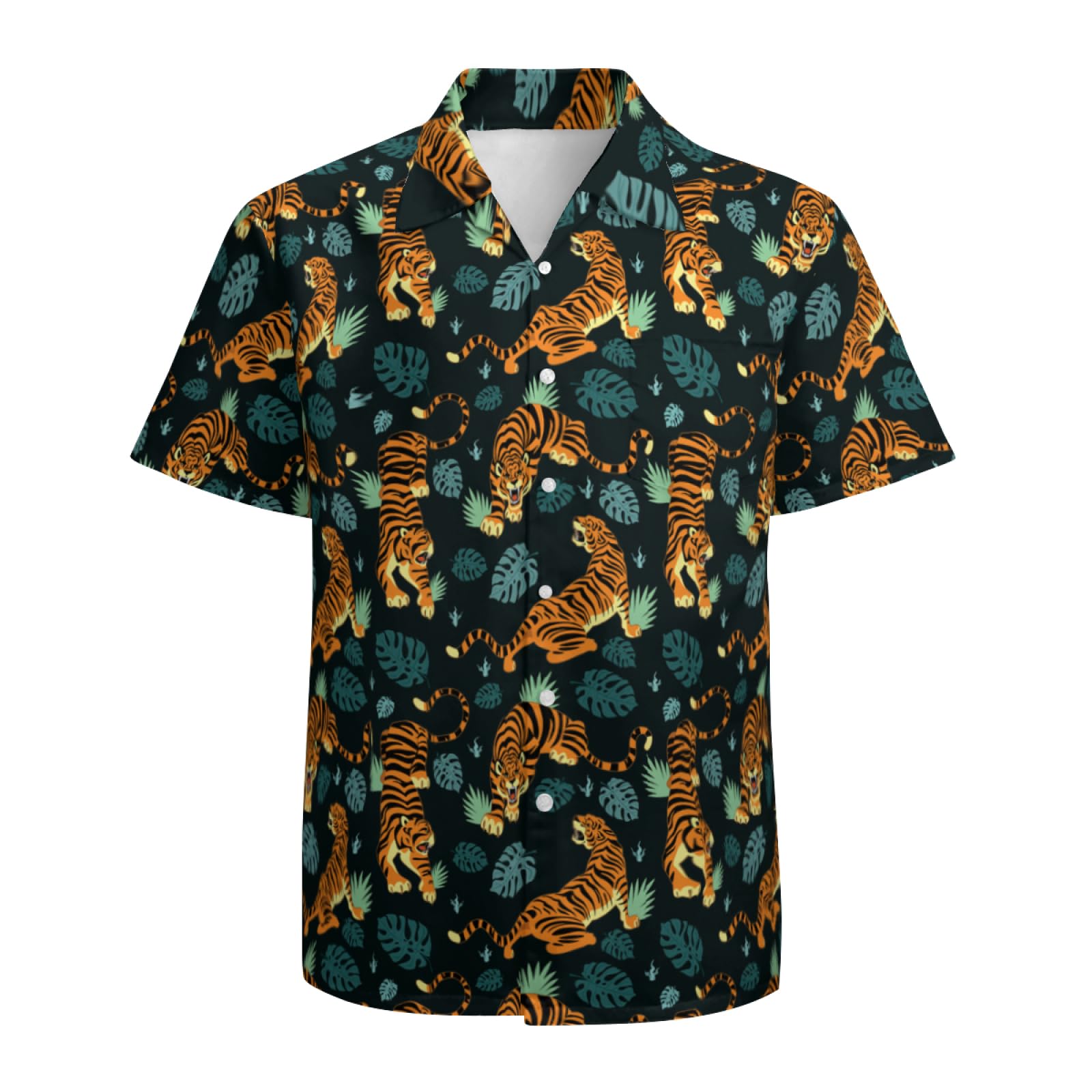 Photo 1 of Animal Tiger Shirts for Men Hawaiian Shirt Beach Summer Outfit Party Shirt Short Sleeve Button Up Shirt Mens Top X-Large