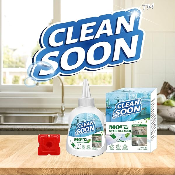 CLEAN SOON HOUSEHOLD MOLD REMOVAL GEL, 8 FL OZ FRONT LOAD WASHER MOLD REMOVAL, STAIN CLEANER FOR WASHING MACHINE, REFRIGERATOR STRIPS, SINK SEALANT, TILES, GREEN