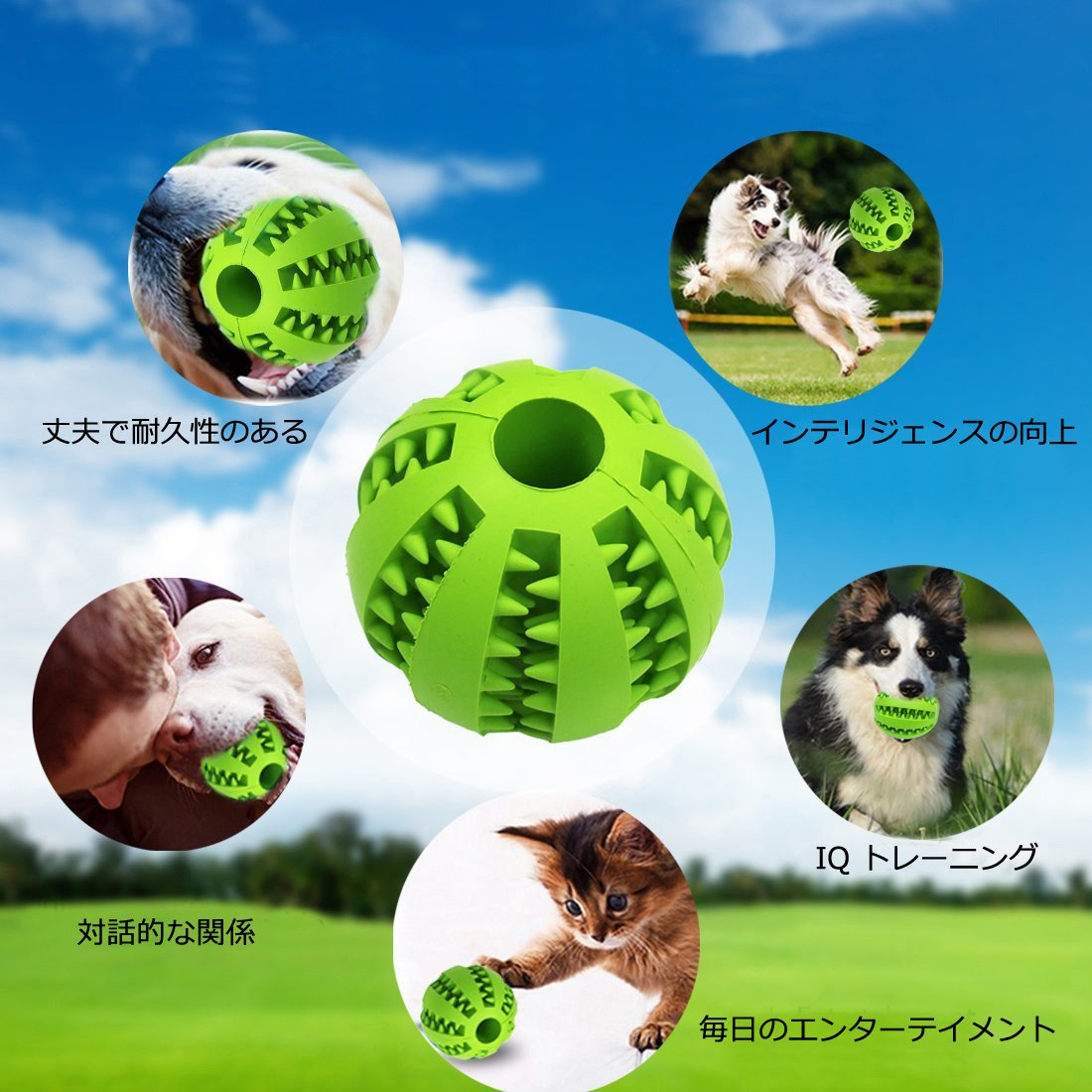 Q Beau 噛む玩具 知育玩具 犬用 噛むおもちゃ 歯磨きボール 噛むボール ラバー製 餌入れ おやつボール 2個入 Viralix