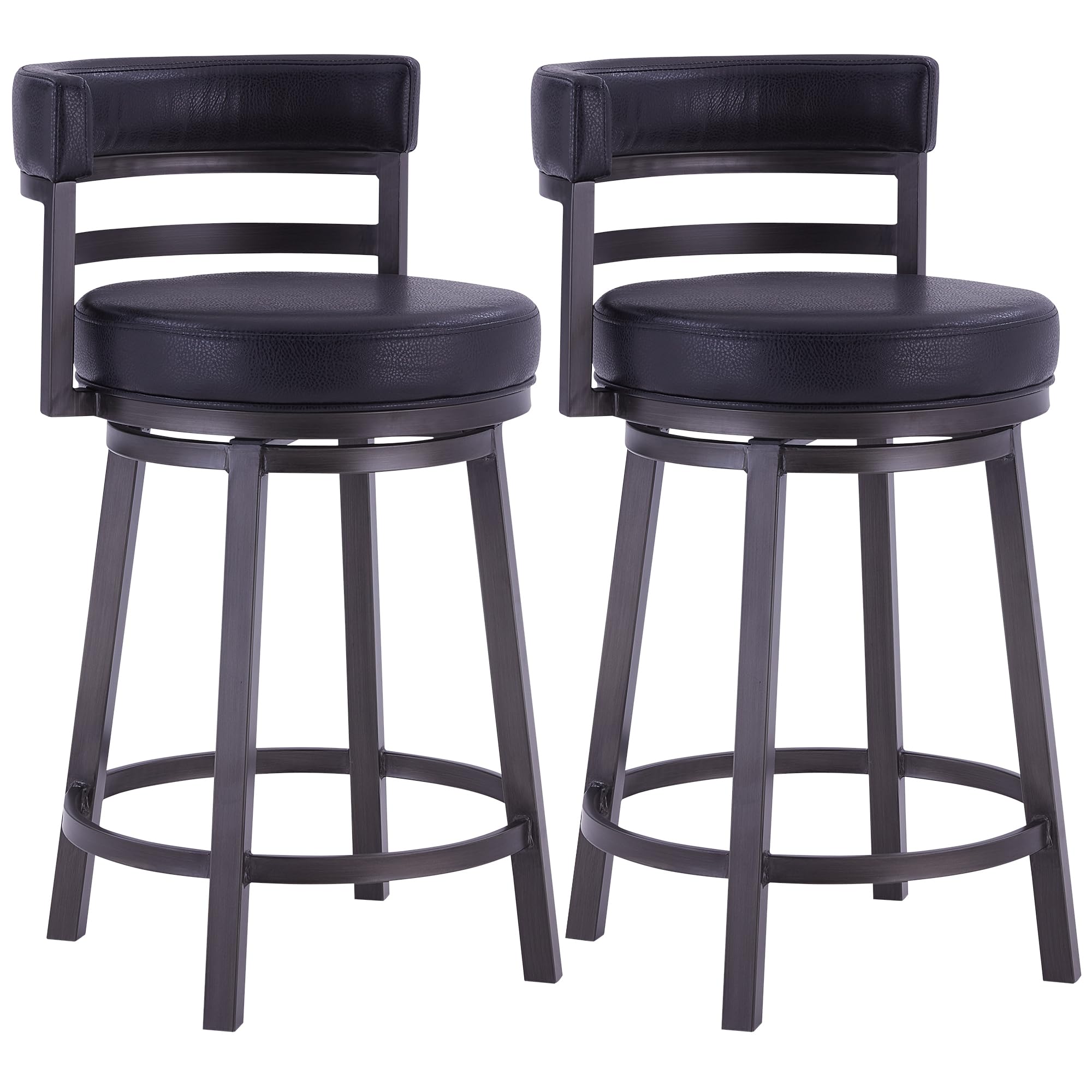 Photo 1 of *******************THIS IS ONLY 1 STOOL*******************
Armen Living Madrid 26" Seat Height Swivel Ford Black Faux Leather and Mineral Finish Bar Stool for Kitchen Island Counter, Set of 2
