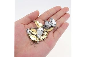 OriGlam 12Pcs Hard Fishing Lures Metal Fishing Spoons, Hard Baits Metal Fishing Lures Spinner Baits, with High Carbon Steel Hook Suit for Bass and Trout in Saltwater and Freshwater