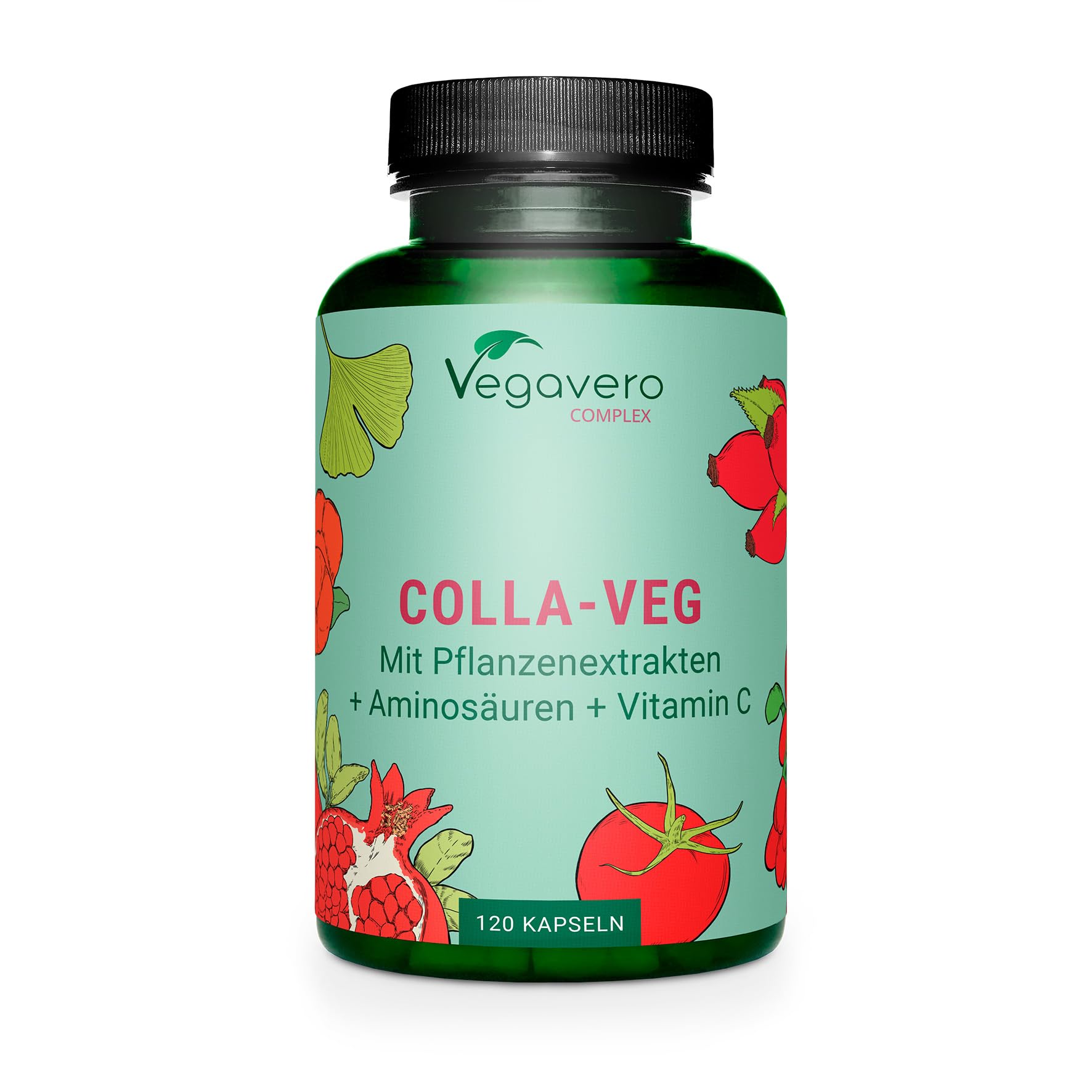 Vegavero Vegan Collagen Supplement 2000 mg | Complex with L-Lysine, L-Proline, Vitamin C (Acerola) & Superfoods Extracts | NO Additives, Lab-Tested | 120 Capsules