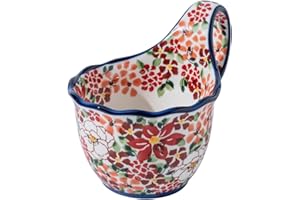 ALMA Handpainted Microwavable Soup Bowl with Loop Handle 18.6oz, Fruit Bowl With Handle Great for Berry, Soup, Chili, Stew, I