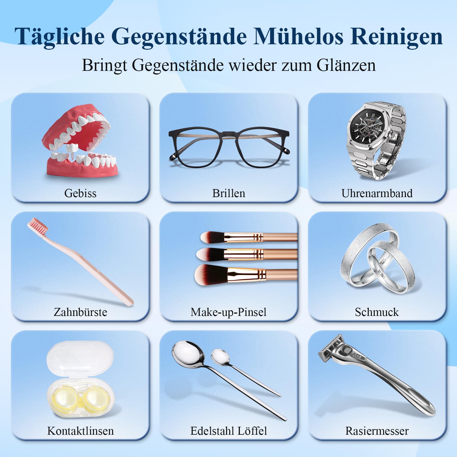 Minthouz Ultraschallreinigungsgerät - 48 kHz Ultrasonic Cleaner 500ml Digital Ultraschallreiniger mit 5 Modi zur Reinigung von Schmuck Uhren Brillen und Zahnprothesen – für den Hausgebrauch 7
