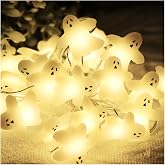 Elsqolro Halloween Ghost LED String Lights 10ft 30 LEDs Halloween Decorations Party Lights Battery Operated Copper Wire Night Light Outdoor Patio Waterproof Indoor Home Bedroom School Wall Décor