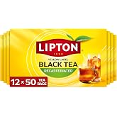 Lipton Decaf Black Tea Bags, Hot or Iced Caffeine Free Tea, 600 Tea Bags | 12-Pack Bundle with 600 Decaffeinated Tea Bags for Hot or Iced Tea. Rainforest Alliance Certified, Individually Wrapped