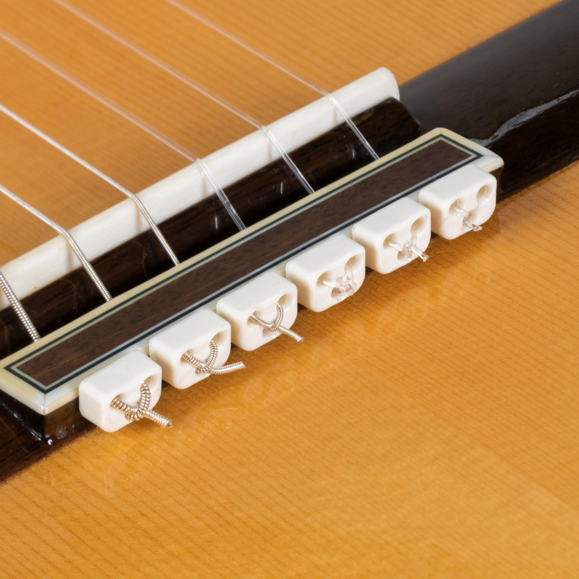 Classical Guitar Bridge Beads – White Gloss Tie Blocks for Nylon Strings – Fits Flamenco Guitars by Alba GB