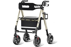 RollisRoll Walkers for Seniors with Seat, Lightweight Foldable Rollator Walker, Built in Cable, Reinforced Aluminum Frame, 8"