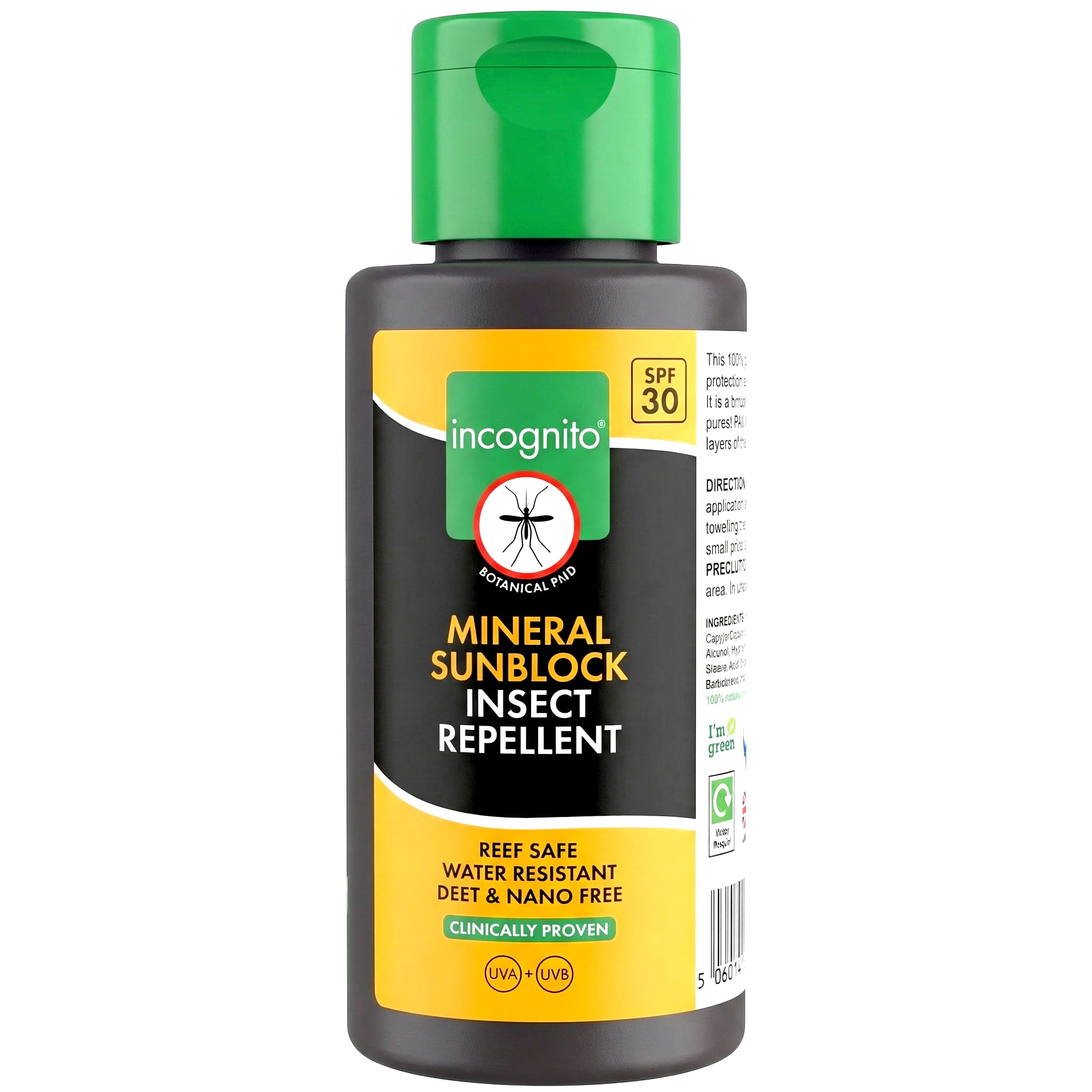 Incognito Sunblock Insect Repellent - SPF30 100ml - 3 in 1 Sunblock, Insect Repellent and Moisturiser for Soft and Protected Skin & Body