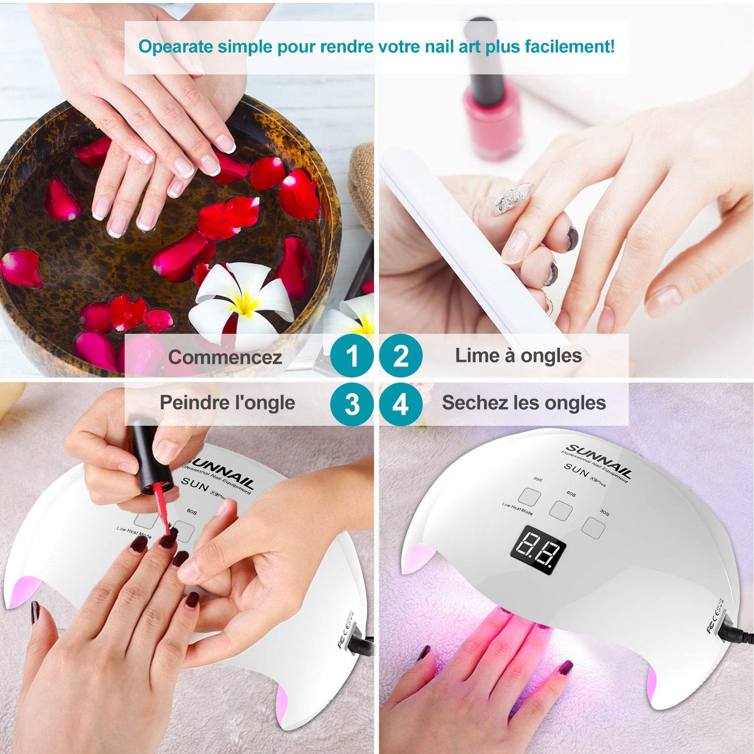 Nageltrockner,U-Kiss LED Lampe für Gel,UV Nagellampe für Gel Nagellack,3 Timer (30s/60s/99s) und LCD Display