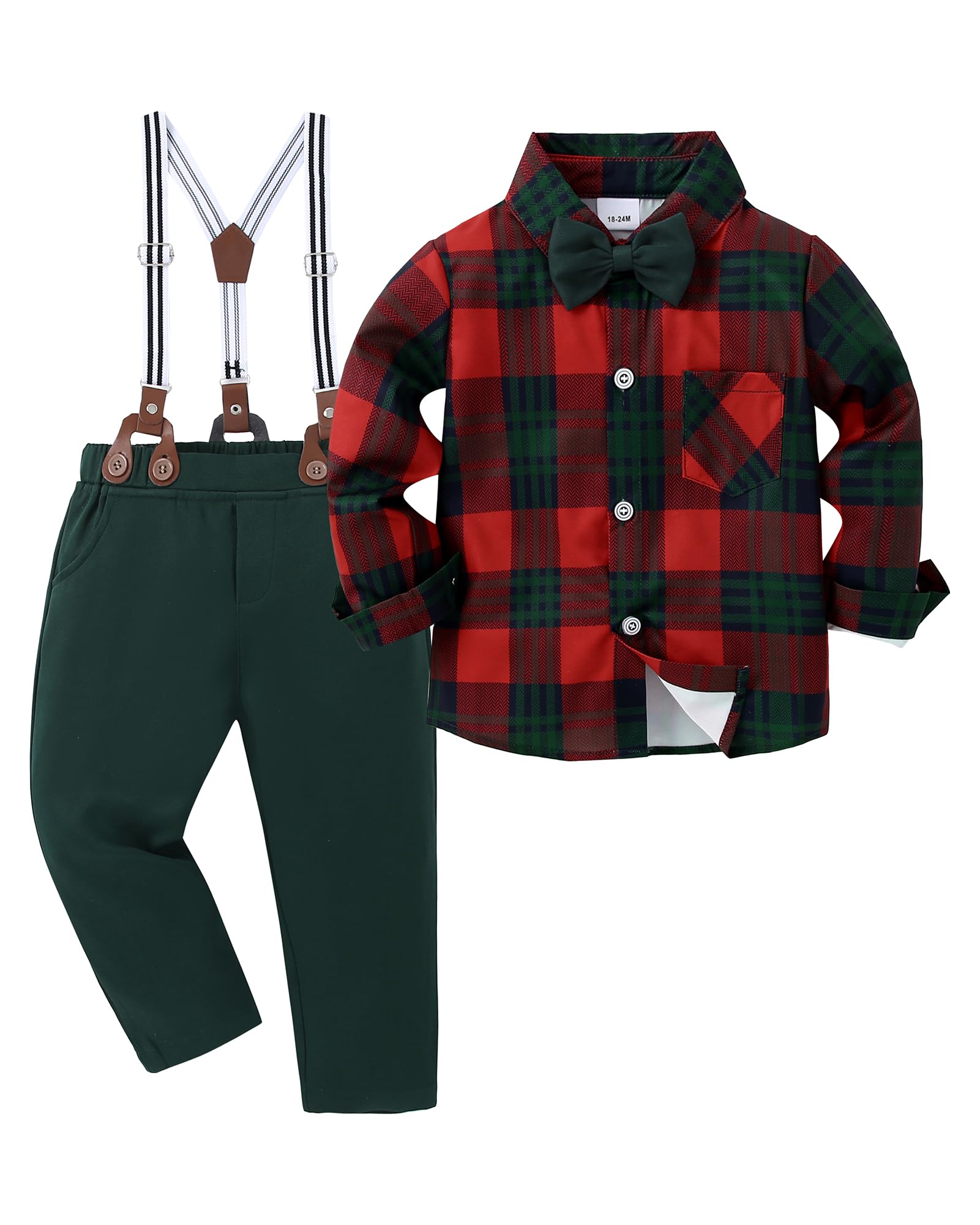 Photo 1 of nilikastta Toddler Boy Dress Outfit Boys Formal Outfit Dress Shirt Shirt/Bowtie/Suspender Pants for Social Activities 3-4t