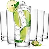 Drinking Water Glasses Set of 6, 16oz Highball Glasses, Lead-Free Crystal Glassware with Unique Wide Mouth, Thoughtful Gifts for House Warming, Birthdays, Everyday Life