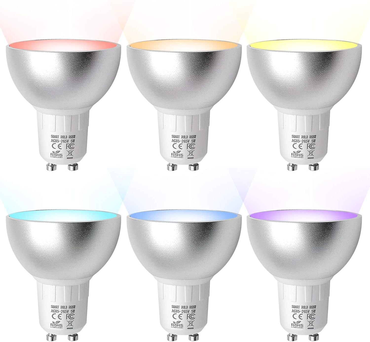BENEXMART Zigbee GU10 Smart LED Bulb 5W RGBW Compatible with Tuya SmartThings App Alexa Echo Plus Google Home Voice Control (6 Pack)