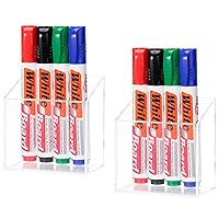 ECHSRT Acrylic Pen Holder 2-Pack With Megnetic,No-Adhesive Embedded Magnets, Dry Erase Marker Holder for Whiteboard & Fridge, Locker Accessories Organizer for Office School Desk