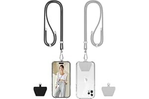 takyu Phone Lanyard, Soft Nylon Cell Phone Lanyard Crossbody Neck Adjustable Phone Strap with Tether Tabs Suitable for iPhone Android Smartphones - 2PCS Black Grey