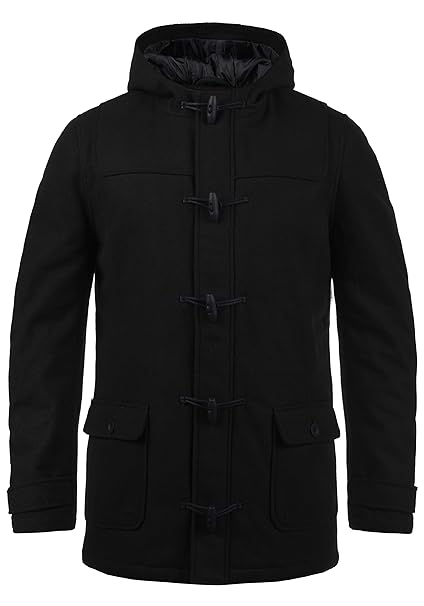 !Solid Wummer Herren Mantel Wollmantel warme Übergangsjacke im Dufflecoat Stil mit Kapuze