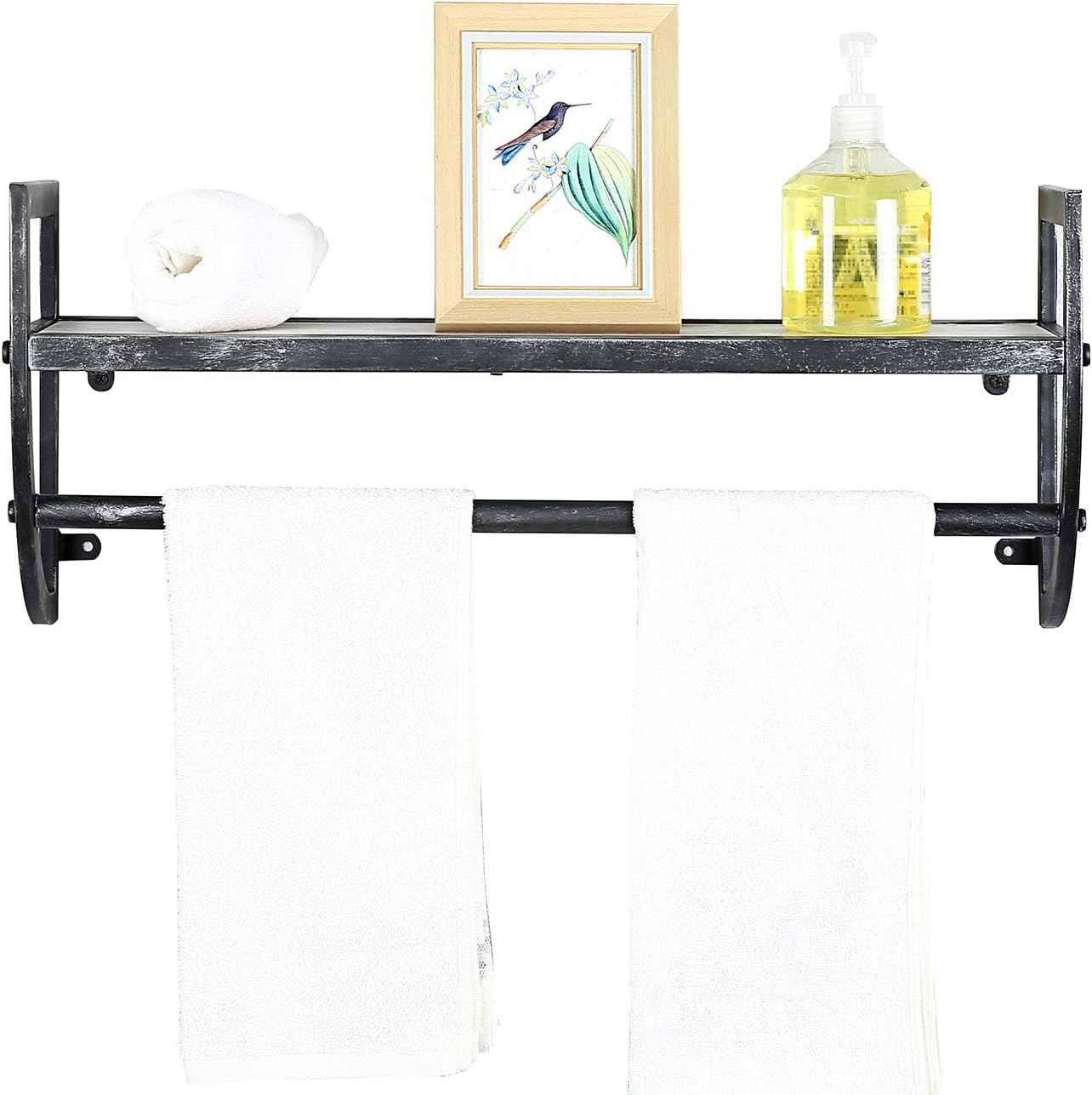 Floating Wall Shelves with Towel Bar,Towel Racks for Bathroom: Kitchen & Dining