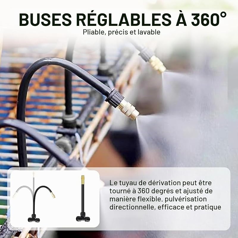 15m Kit de système d'arrosage de jardin réglable – Nouveau système d'irrigation avec buse flexible pour plantes d'extérieur, pelouse et jardin