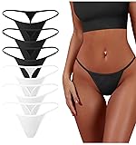OQQ 6 Pack G-String Thongs for Women Cotton Panties