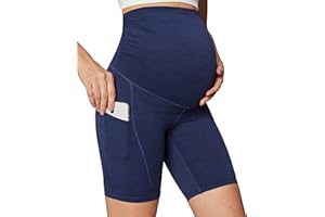 Ewedoos Maternity Biker Shorts with Pockets Buttery Soft Maternity Shorts Over Belly Pregnancy Shorts Active Yogs Short