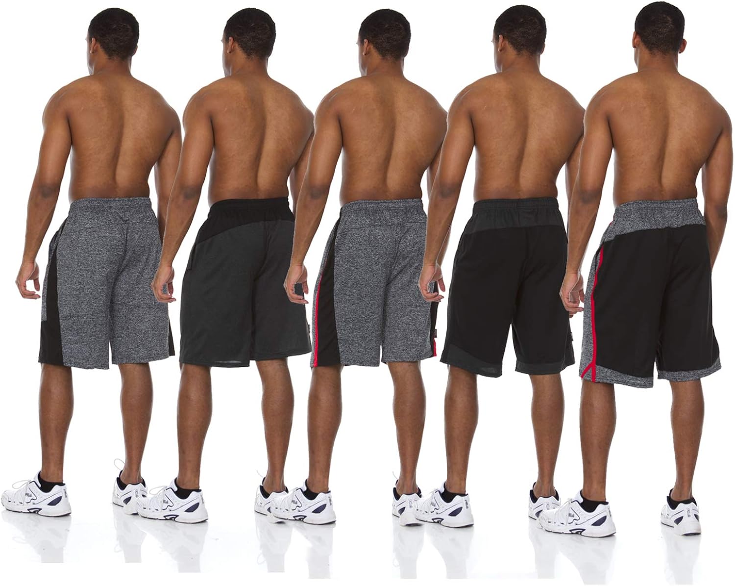 5 Pack: Men's Active Performance Quick-Dry Athletic Stretch Drawstring Basketball Gym Knit Shorts with Pockets at  Men’s Clothing store