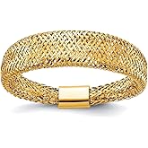 JewelryWeb 5.25mm 14k Solid Yellow Gold Mesh Tapered Stretch Ring Ring for Women