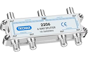 TKCHAX Coaxial Cable Splitter,Support 10-2602MHz,RG6 RG59 Coax Compatible,Work with MoCA2.5 and MoCA3.0, CATV, Satellite TV, Antenna, HDTV and High Speed Internet (6 Way Coaxial Cable Splitter)
